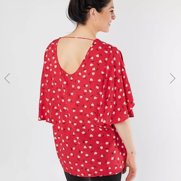 Billabong Ray Of Light Flutter Sleeve Blouse Womans Top Size Large NWT - Picture 2 of 14